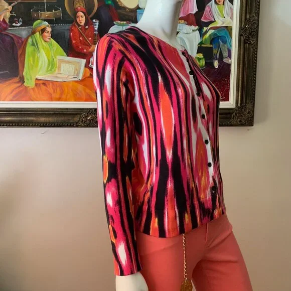 Jones New York Sport Multicolor Women's Button Down Crew Neck Shirt - Picture 4 of 9